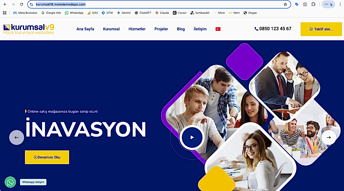 Kurumsal v18 - Modern Geometrik ve İnovatif Şirket Yazılımı