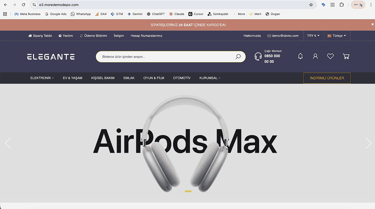 E-Ticaret v3 (Elegante) - Teknoloji ve Elektronik Odaklı E-Ticaret Yazılımı